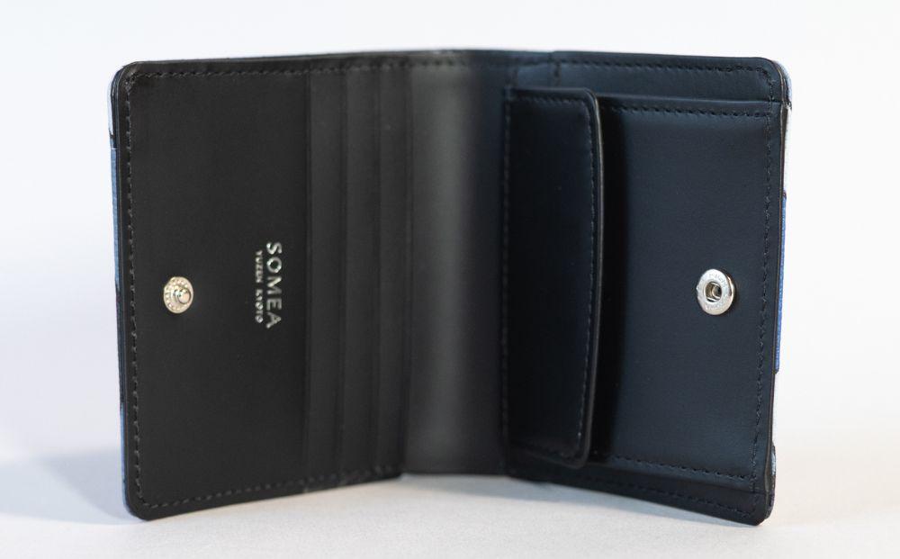 【池内友禅】SOMEA brume バイフォールドウォレット(タンゴブルー)｜京都 友禅染 ブランド 財布 人気［ 京都 サイフ コンパクト おすすめ 革製品 本格 通勤 雑貨 高級 男女兼用 お取り寄せ 通販 送料無料 ふるさと納税 ］