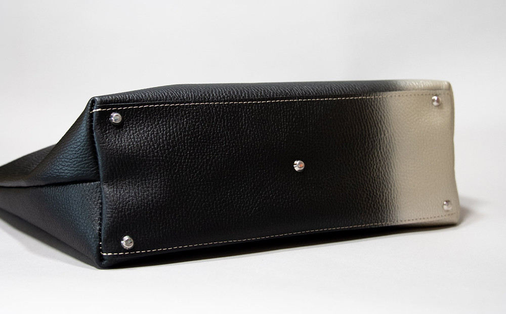 【池内友禅】SOMEA brume レザートートバッグL(幽玄 (黒×白金) 箔ぼかし)｜京都 友禅染 ブランド バッグ 鞄 人気［ かばん トートバッグ おすすめ 革製品 本格 通勤 大容量 雑貨 高級 男女兼用 お取り寄せ 通販 送料無料 ふるさと納税 ］