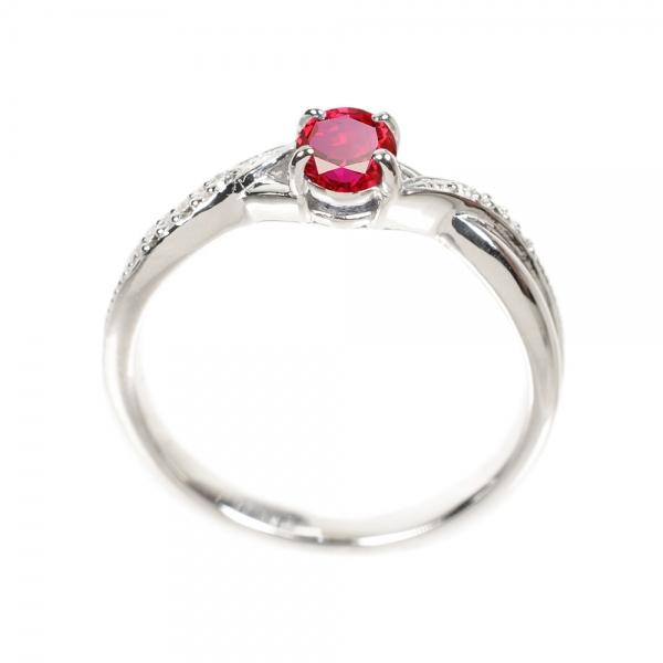 【京セラ】クレサンベール〈ルビー・天然ダイヤモンド〉リング【オーバルカット/メレダイヤ/クロス/7月誕生石/K18ホワイトゴールド/BRGR2653】