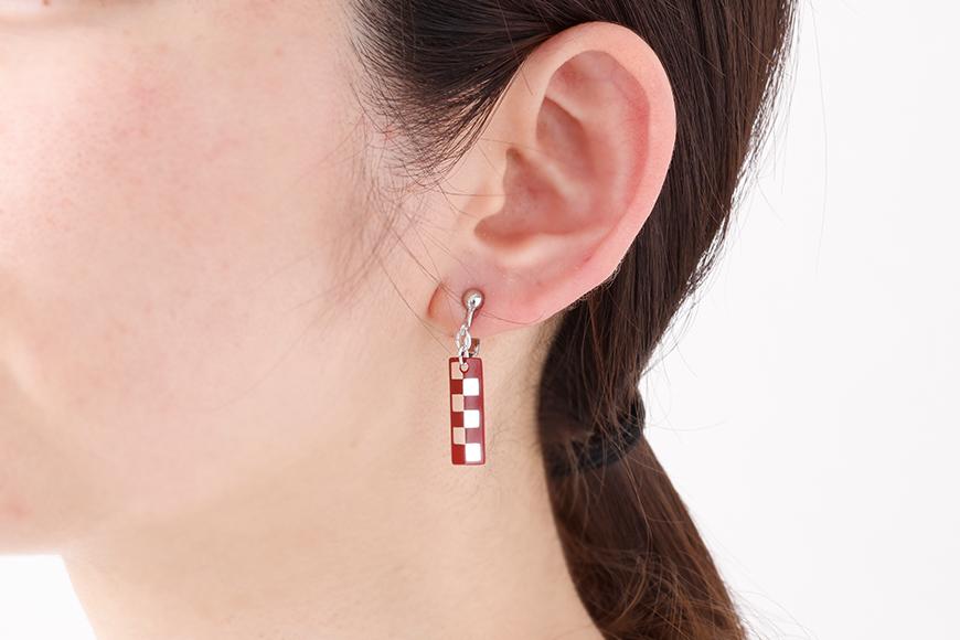 【中嶋象嵌】長四角　イヤリング〈市松〉