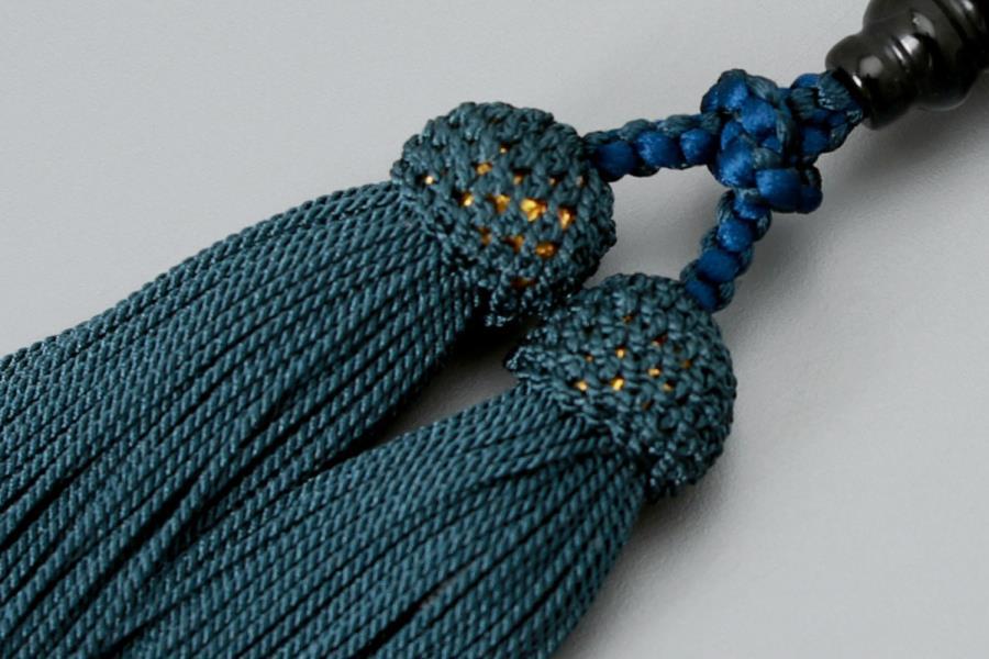 【京念珠】数珠 すびき黒檀 みかん玉 青虎目石 正絹頭房【土屋念珠店/男性用/メンズ/念珠/略式/3609】