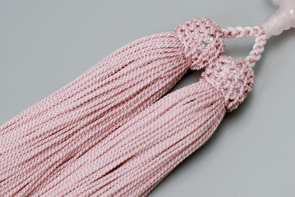 【京念珠】数珠 水晶 ローズクォーツ 正絹房【土屋念珠店/女性用/レディース/念珠/略式/3736】