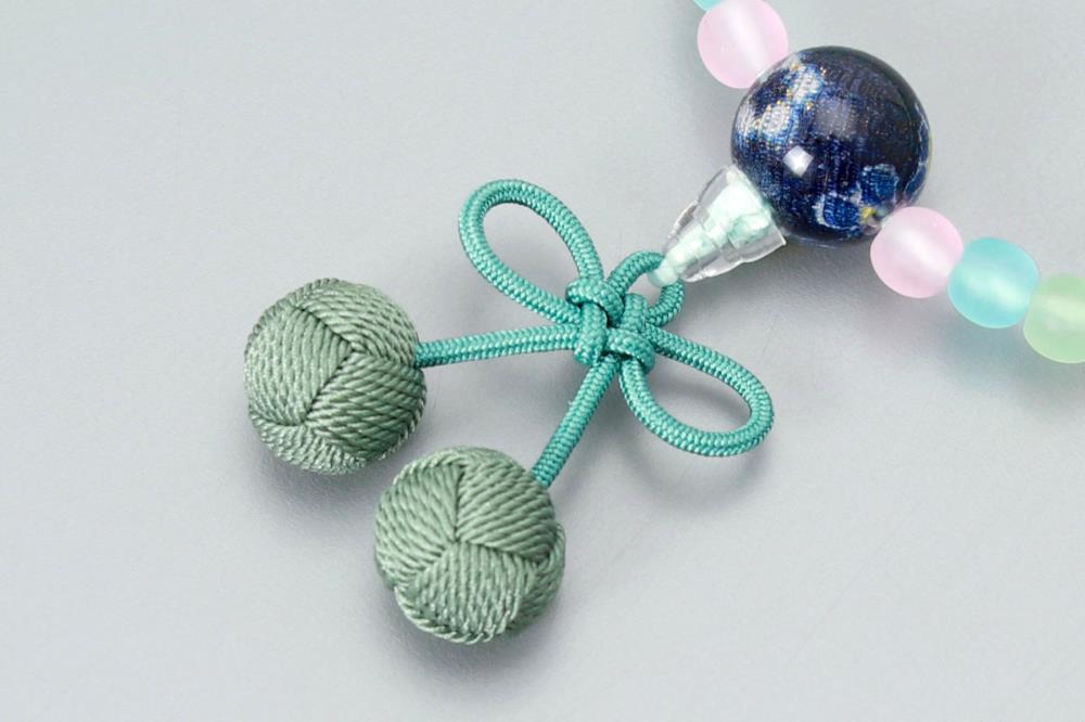 【京念珠】数珠 こどもじゅず サクランボ(グリーン)【土屋念珠店/子供用/子ども/念珠/略式/3792】