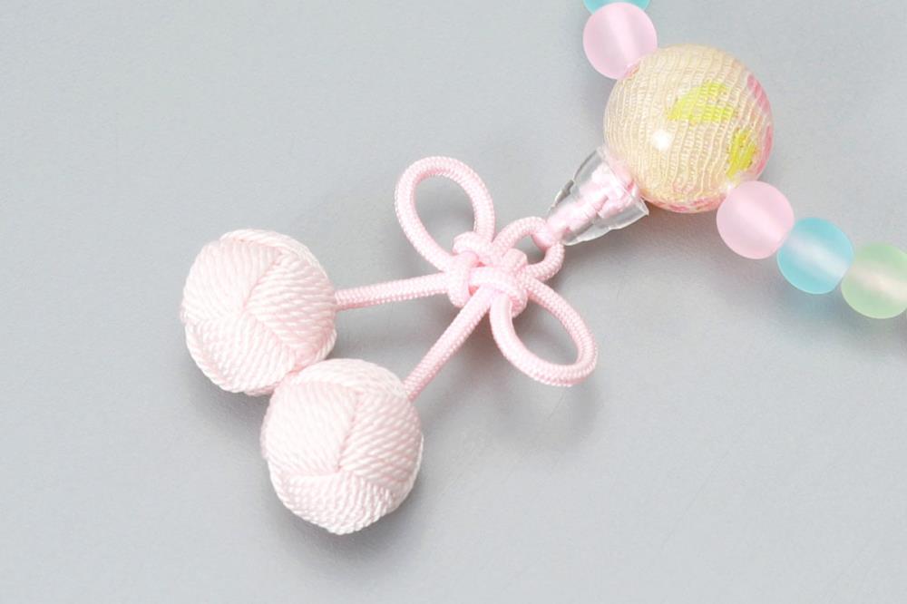 【京念珠】数珠 こどもじゅず サクランボ(ピンク)【土屋念珠店/子供用/子ども/念珠/略式/3793】