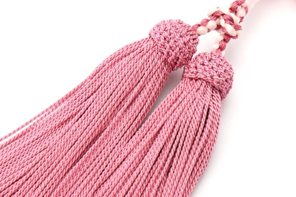 【京念珠×京ちりめん】ローズクォーツ 数珠袋付き ピンク【土屋念珠店/女性用/レディース/数珠/略式/仏具】