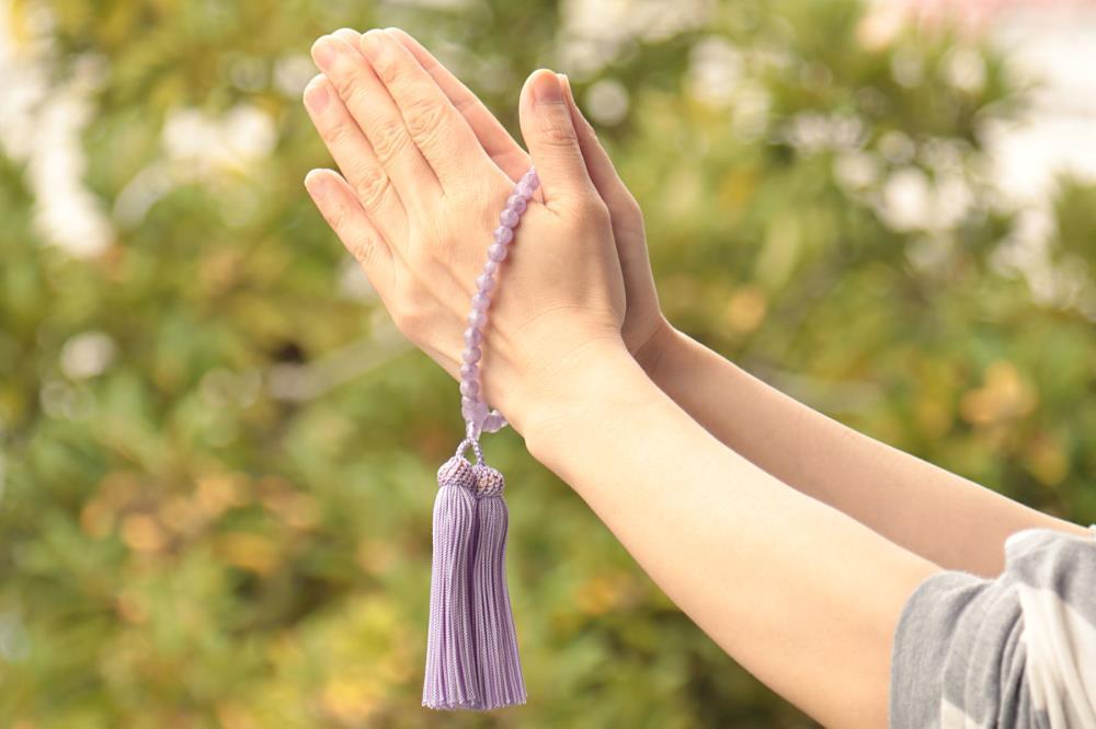 【京念珠】 厳選 藤雲石 7mm玉 正絹頭房【土屋念珠店/女性用/レディース/念珠/略式/3697】