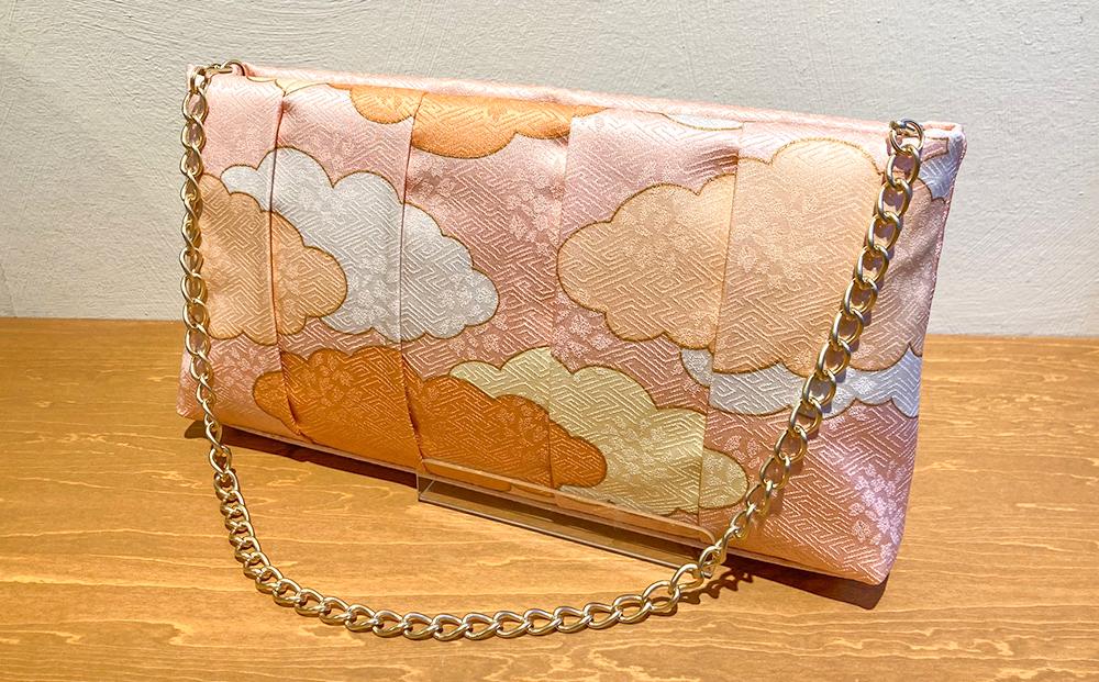 【RITOFU】Kyo-Yuzen クラッチバッグ（瑞雲・ピンク）