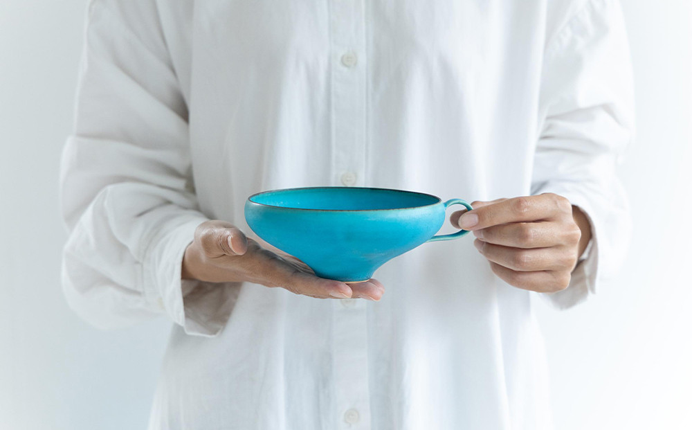 【瑞光窯-ZUIKOU-】スープカップ ペアセット(ターコイズブルー/青)［ 京都 京焼 陶磁器 清水焼 窯元 マグカップ サラダボウル 鉢 180ml 適量サイズ おしゃれ 人気 おすすめ 食器 うつわ 陶器 お取り寄せ 通販 送料無料 ふるさと納税 ］