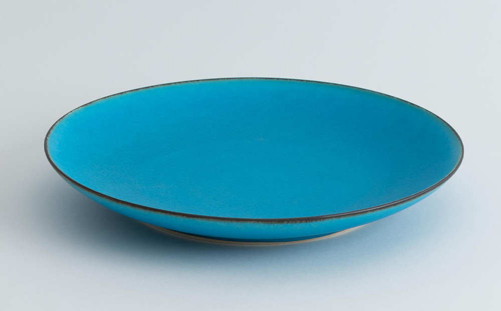 【瑞光窯-ZUIKOU-】プレート L ペアセット(ターコイズブルー/青)［ 京都 京焼 陶磁器 清水焼 窯元 大皿 ワンプレート おしゃれ 人気 おすすめ 食器 うつわ 陶器 お取り寄せ 通販 送料無料 ふるさと納税 ］