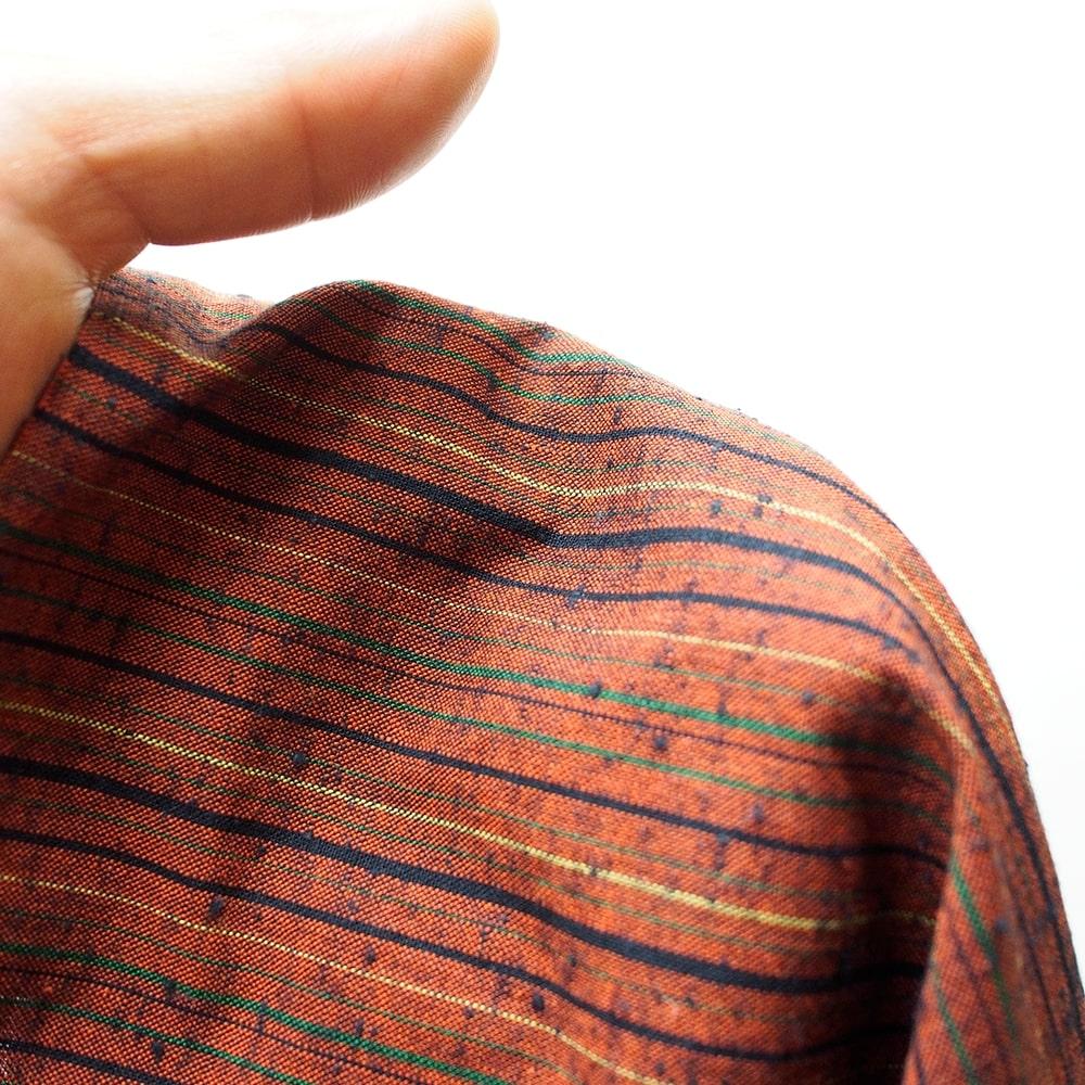 【工夫庵】唐桟縞（とうざんじま）座布団 えんじ（2枚セット）（EE）