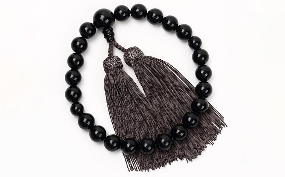 【意匠京念珠板倉】数珠 念珠 京念珠 黒オニキス 12mm玉 すべての宗派で使える 片手略式 男性用 黒 ブラック 正絹房 / 数珠袋(念珠入れ)&化粧箱&証明書付（京都府伝統産業優秀技術）