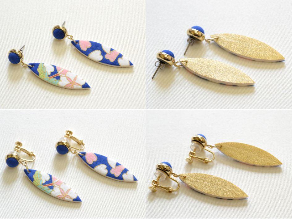 【染工房正茂】手描友禅 ピアス・イヤリング（ファブリックアクセサリー）《桜》