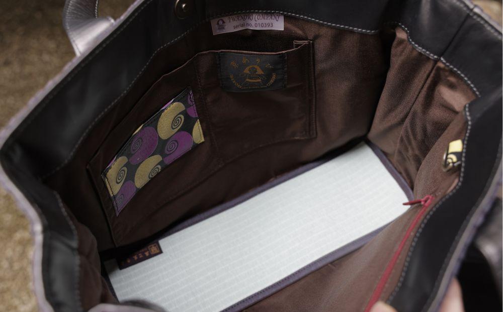 【岩則京遊(株)】畳縁バッグ BOXバッグ《チャコールグレー》