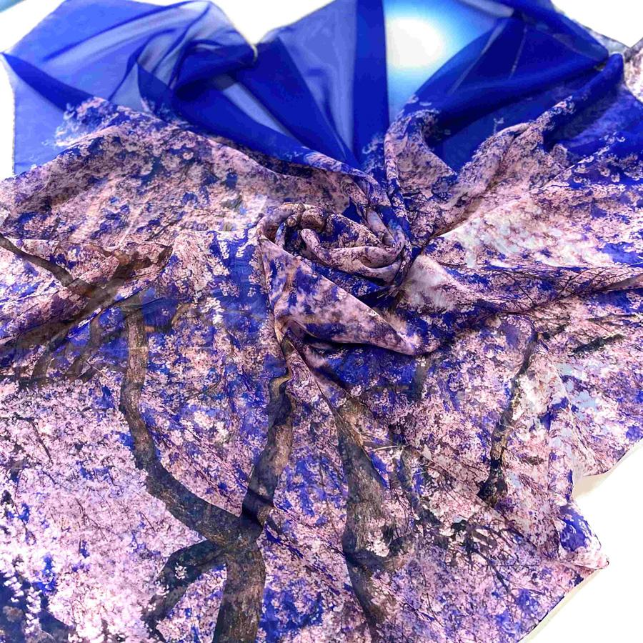 【マルナカ商事】京都スカーフ　「祗園しだれ桜  ～円山公園～」 1枚