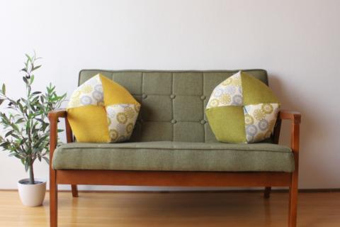 【洛中高岡屋】ラクにくつろげる おじゃみ座布団（木綿・菜の花フローラル）