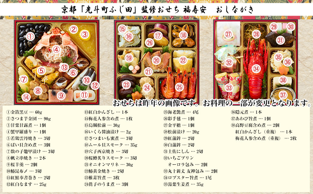 【京都・先斗町ふじ田監修】おせち「福寿安」3～4人前｜京都 本格料亭おせち 人気おせち［ 京都 料亭 おせち3段 3人 4人 懐石料理 京料理 グルメ 人気 おすすめ 2027 正月 お祝い お取り寄せ 通販 送料無料 年内配送 ふるさと納税 ］
