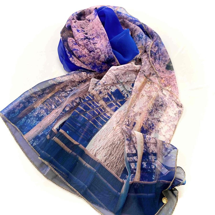 【マルナカ商事】京都スカーフ 「祗園しだれ桜  ～円山公園～」 1枚