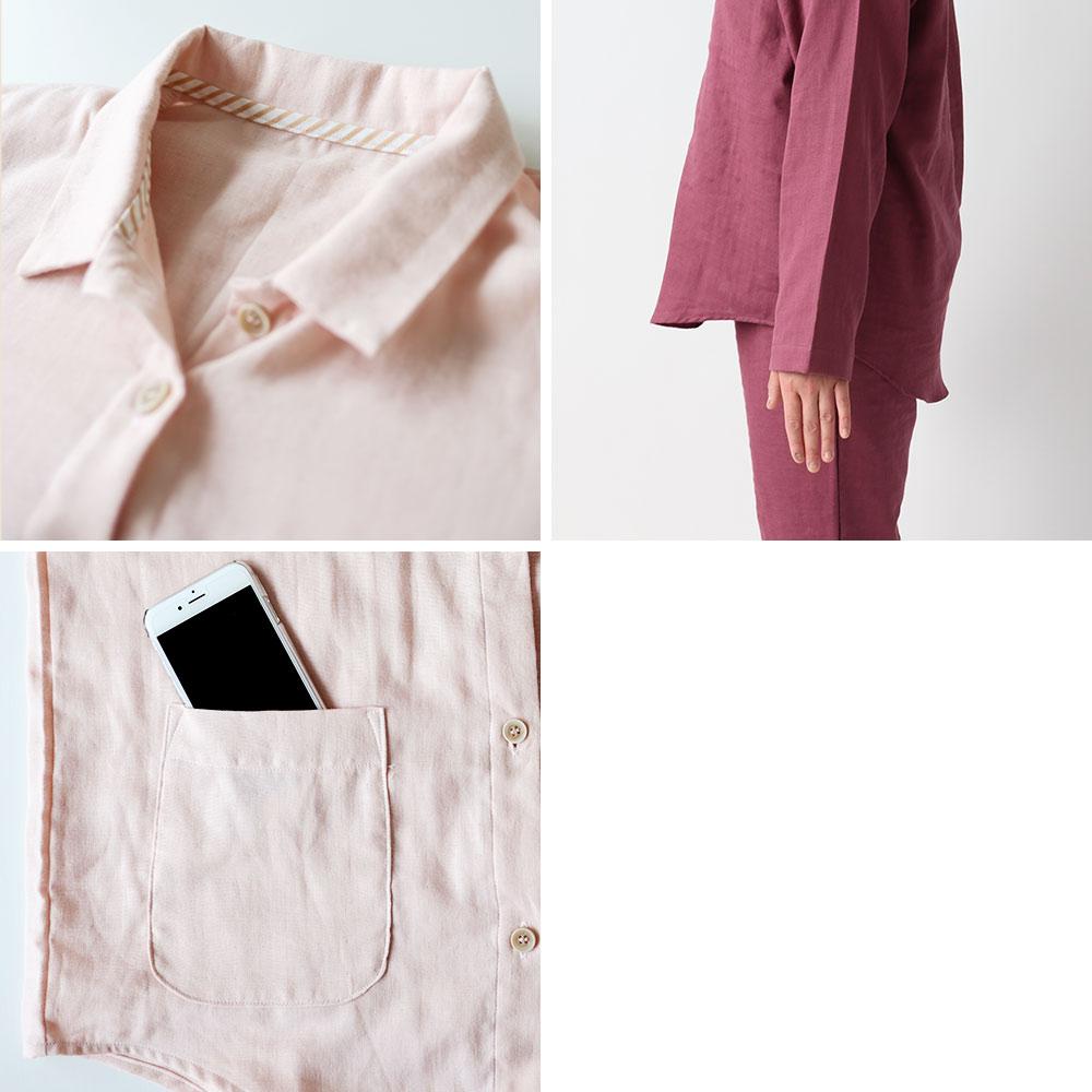 【岩本繊維】和晒京ふたえガーゼ レディースパジャマ【Lサイズ・ソフトコーラル】