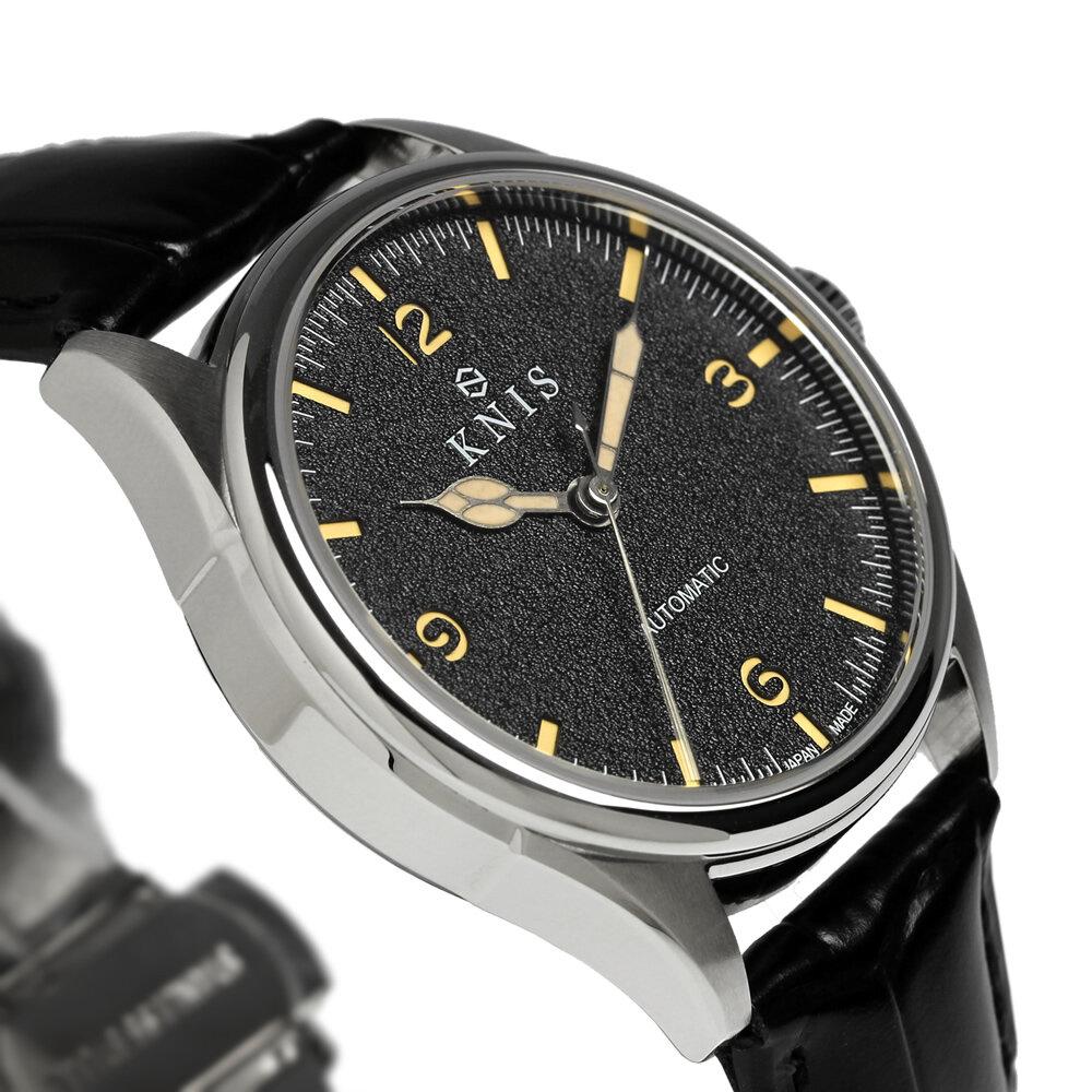 【KNIS KYOTO】レトロモダン 日本製 自動巻き 腕時計 革ベルト レザー ブラック［ 京都発 腕時計 ブランド おしゃれ 人気 おすすめ ウォッチ 時計 高級 ファッション お取り寄せ 通販 ニス ふるさと納税 ］