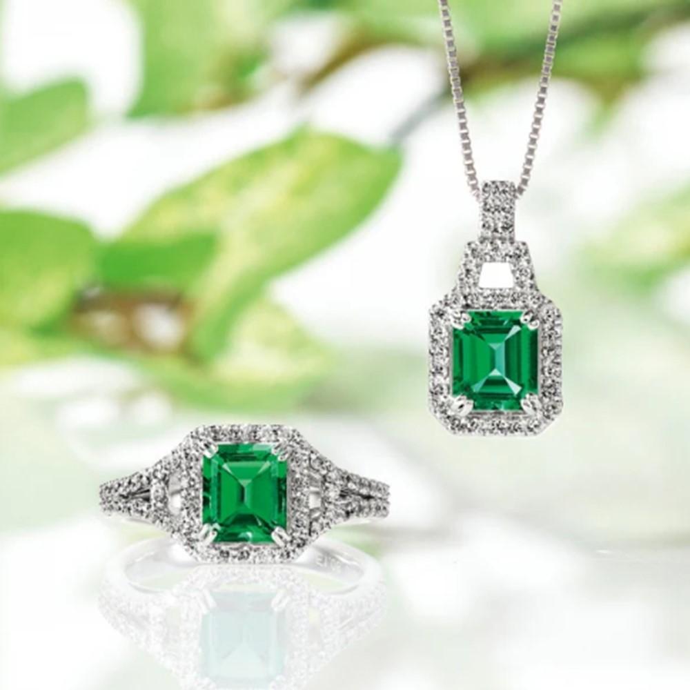 【高島屋選定品】＜京セラ＞クレサンベール＜エメラルド／ダイヤモンド／プラチナ＞PT900 PT850 ペンダント エメラルドカット 5月誕生石 ［ 京都 宝石 ジュエリー 人気 おすすめ 高級  特別 おしゃれ ファッション ブランド ダイヤ エメラルド ］