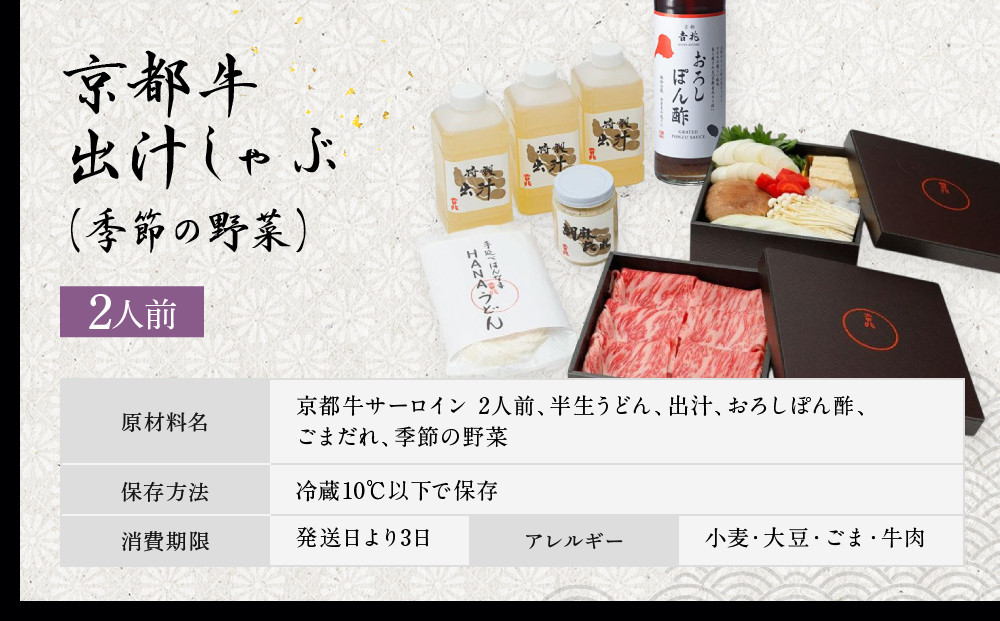 【京都吉兆】京都牛出汁しゃぶ(季節の野菜付き)｜京都 嵐山 老舗料亭 最高峰 肉しゃぶ［ 京都牛 サーロイン 吉兆特製だし しゃぶしゃぶ 贅沢 美食 グルメ 人気 おすすめ 鍋 和牛 牛肉 ギフト プレゼント 贈答 お取り寄せ 通販 送料無料 ふるさと納税 ］