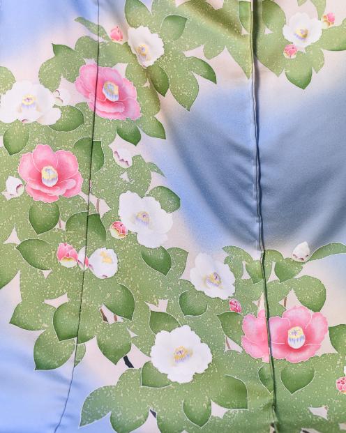 【池内友禅】手描友禅染 振袖（乙女椿）