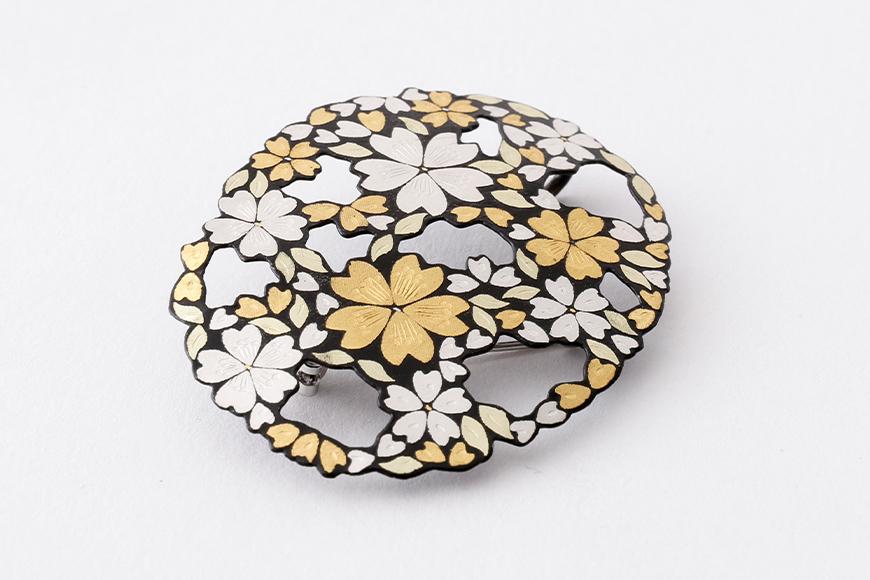 【中嶋象嵌】透かし桜ペンダントブローチ