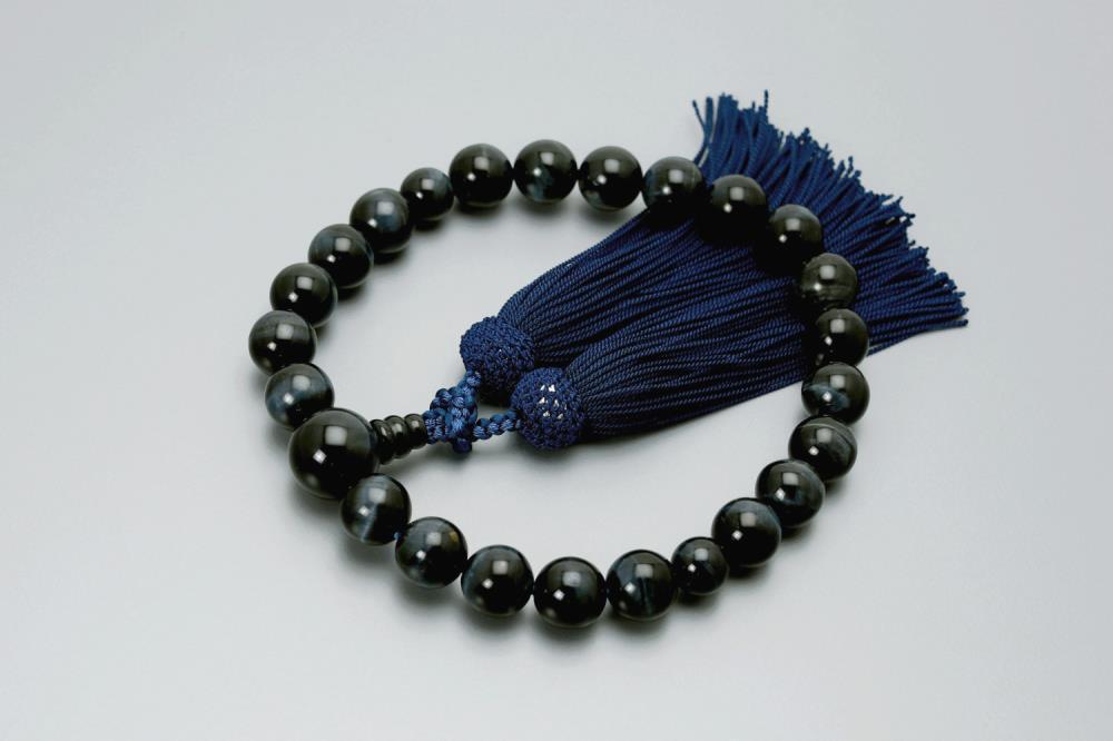 【京念珠】数珠 厳選 青虎目石 正絹房【土屋念珠店/男性用/メンズ/念珠/略式/3599】