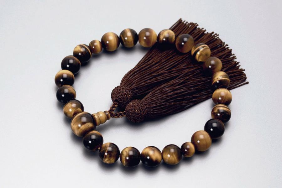 【京念珠】数珠 虎目石 正絹房【土屋念珠店/男性用/メンズ/念珠/略式/3646】