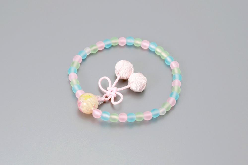 【京念珠】数珠 こどもじゅず サクランボ(ピンク)【土屋念珠店/子供用/子ども/念珠/略式/3793】