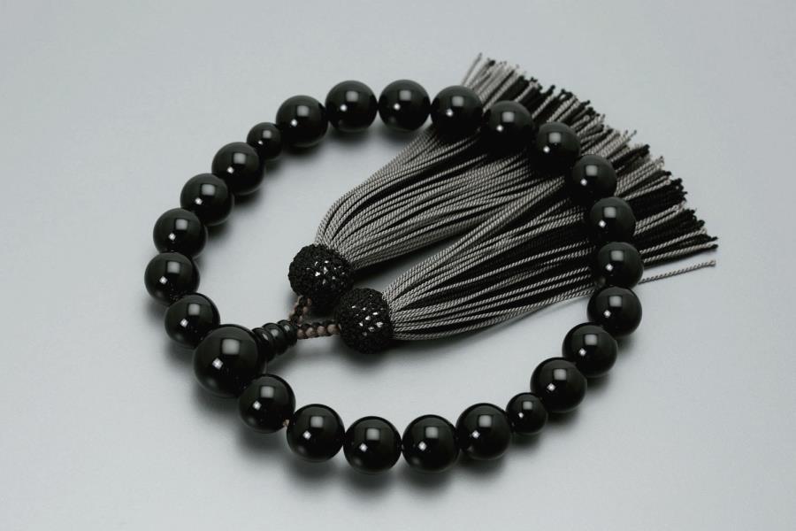 【京念珠】数珠 黒オニキス 正絹重ね房【土屋念珠店/男性用/メンズ/念珠/略式/3687】