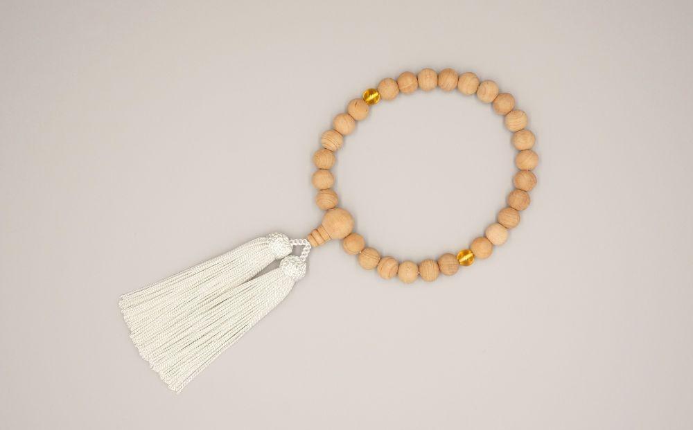 【神戸珠数店】〈京念珠〉 桜 黄水晶入り ジェンダーレス数珠 男女兼用