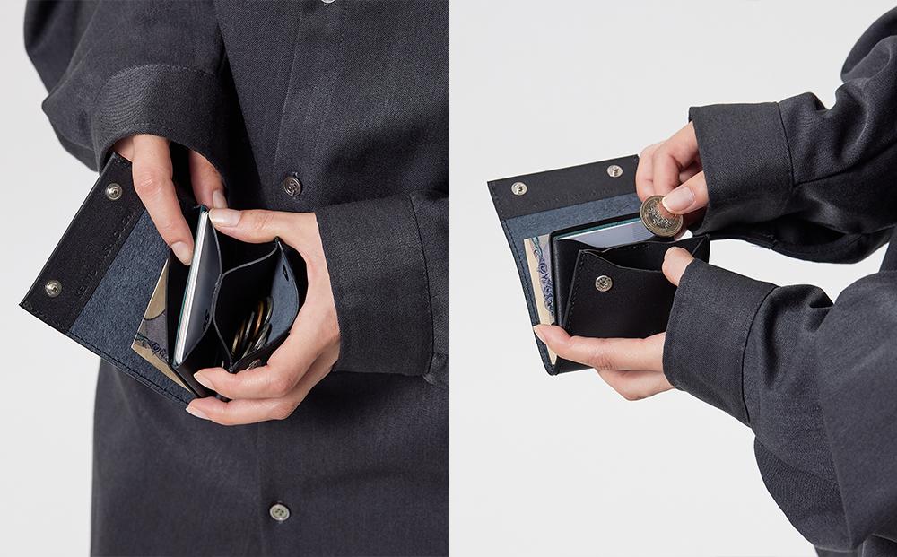【KENTO HASHIGUCHI】コンパクト財布 ブラック（leather half wallet black）