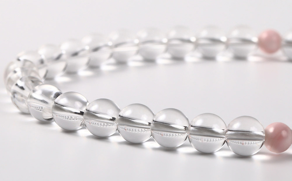 【意匠京念珠板倉】京念珠 女性用 水晶 桜貝入 8mm玉(数珠袋付)［ 京都 数珠 念珠 人気 おすすめ 化粧箱入 証明書付 京都府伝統産業優秀技術 お取り寄せ 通販 送料無料 ふるさと納税 ］