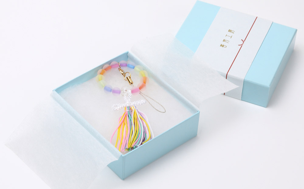 【意匠京念珠板倉】京念珠 数珠屋がつくる 虹色ストラップ［ 京都 数珠 念珠 人気 おすすめ 化粧箱入 証明書付 京都府伝統産業優秀技術 お取り寄せ 通販 送料無料 ふるさと納税 ］