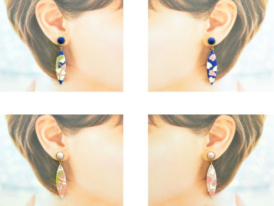 【染工房正茂】手描友禅 ピアス・イヤリング（ファブリックアクセサリー）《桜》