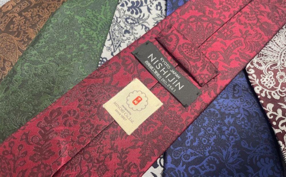 【美濃利】Makuakeで大好評！西陣織と京友禅が織りなす京都のネクタイ《ネイビー》