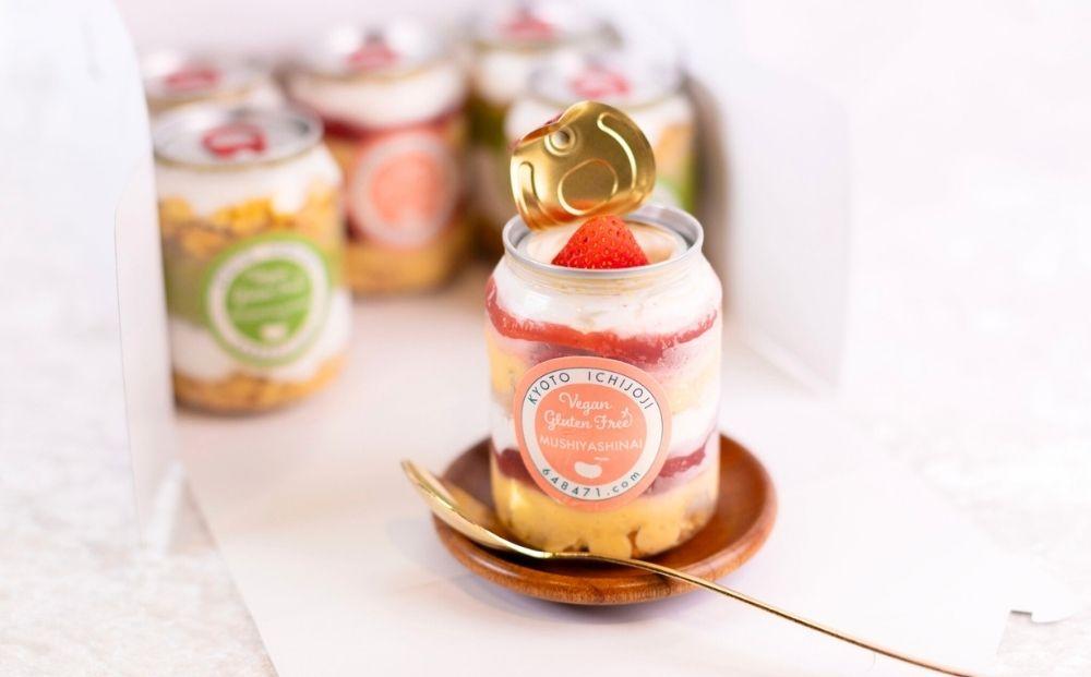 【むしやしない】ミラクル＊ケーキ缶セット（いちご3個・抹茶3個）［ 京都 一乗寺 豆乳 スイーツ ケーキ パフェ グルテンフリー ヴィーガン アレルギー対応 人気 おすすめ お菓子 詰め合わせ セット お取り寄せ 通販 ふるさと納税 ］