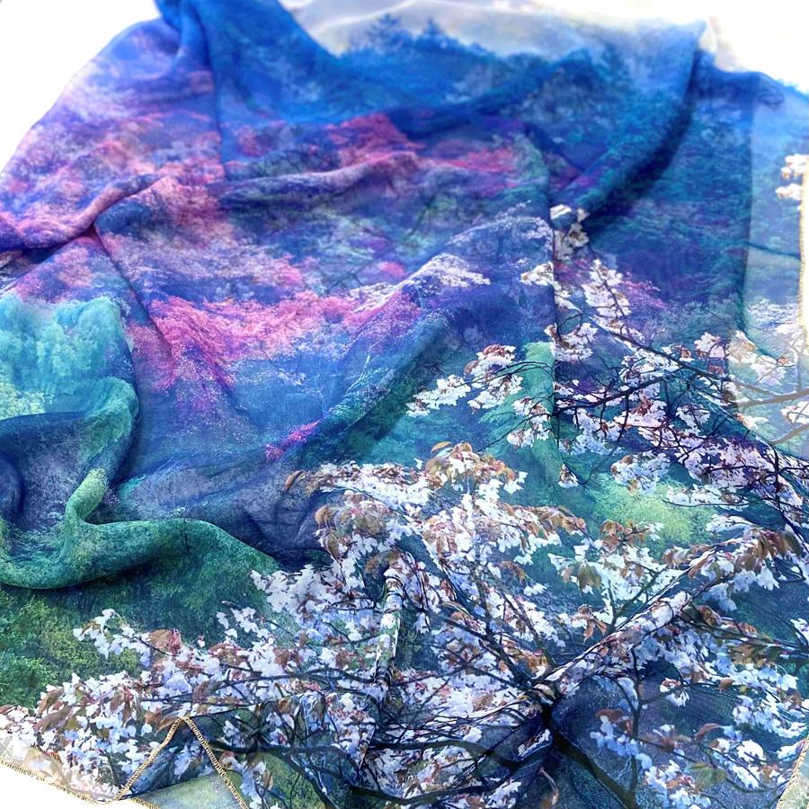 【マルナカ商事】京都スカーフ　「高雄　～桜～」1枚