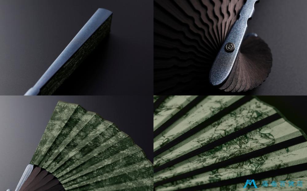 藤巻百貨店別注 創業300年白竹堂×伝統工芸士重野泰正 鹿革（ディアスキン）京鹿の子絞り扇子【グリーン】