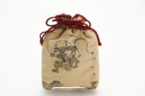 【西陣活性化を応援！】西陣織巾着（白地赤紐）