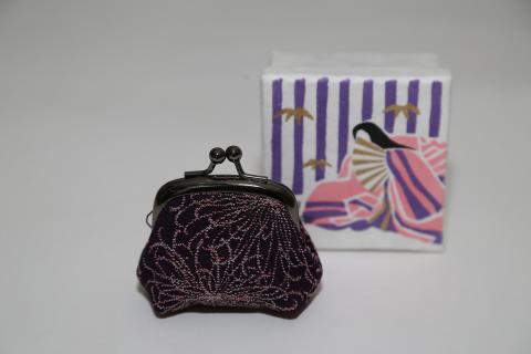 【西陣活性化を応援！】西陣織がま口（紫（花））