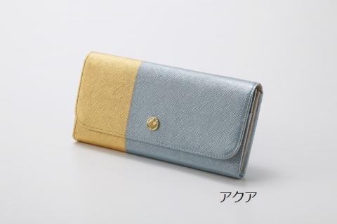 【金箔押　山村】DAYBREAK 長財布 【アクア】