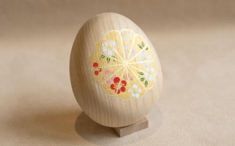 【箱藤商店】桐製たまご箱（菊文様）〈京都日本画絵師絵付け〉