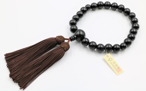 【中郷の京念珠】男性用 黒檀の数珠（じゅず）＋数珠袋セット