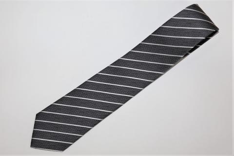 【西陣活性化を応援！】シルク100％西陣織ネクタイ（ストライプ白ライン・グレー）