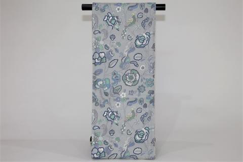 【西陣活性化を応援！】西陣織袋帯（モノクロ　RN　インド更紗　グレー）