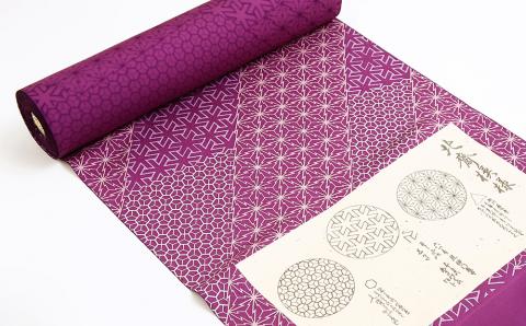 【高田勝】北斎模様のきもの生地・欄間