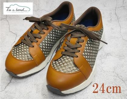 【ネーカーズ】【Tie a bond】西陣織スニーカー（キャメル）〈24cm〉