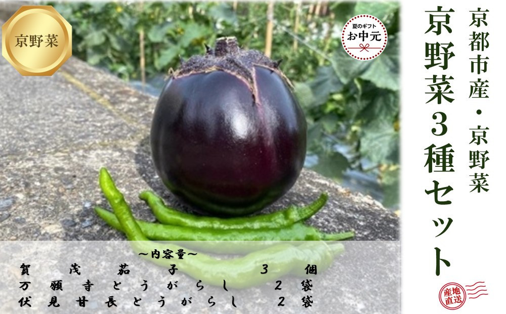 【先行予約・2026年7月発送】京野菜「3種セット」賀茂茄子・万願寺とうがらし・伏見とうがらし
